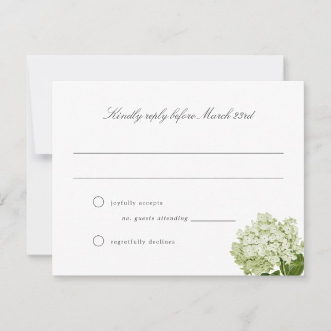 White Hydrangea RSVP-Karte für die Hochzeit von Gr RSVP Karte (Vorderseite)