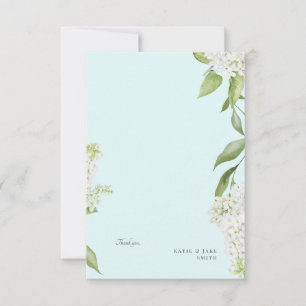 White Hydrangea Seafoam Wedding Blank Dankeskarte