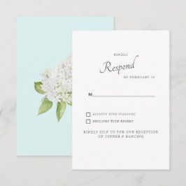 White Hydrangea Seafoam Wedding RSVP Karte