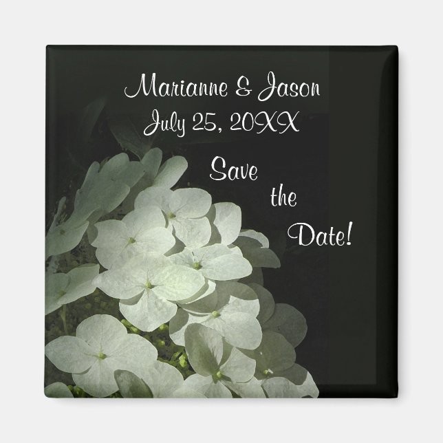 White Hydrangea Speichern Sie das Date Magnet (Vorne)