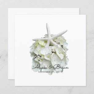 White Hydrangea Starfish Hochzeitseinladungen Einladung