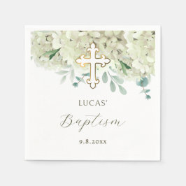 White Hydrangea Taufe Serviette