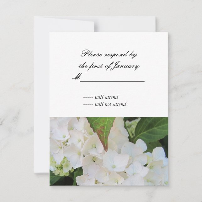 White Hydrangea-UAWG-Antwortkarte RSVP Karte (Vorderseite)