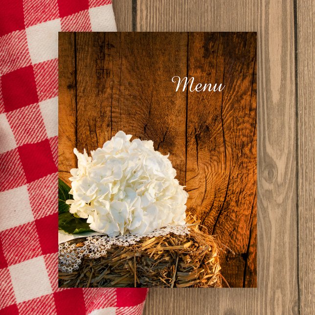 White Hydrangea und Barn Wood Country Wedding Menü (Von Creator hochgeladen)