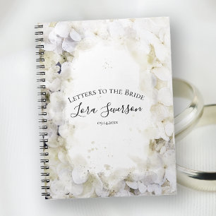 White Hydrangea Wasserfarbe Buchstaben an die Brau Notizblock