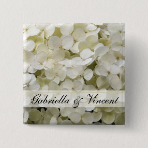 White Hydrangea Wedding Button