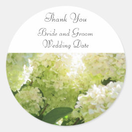 White Hydrangea Wedding Vielen Dank Runder Aufkleber
