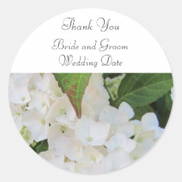 White Hydrangea Wedding Vielen Dank Runder Aufkleber