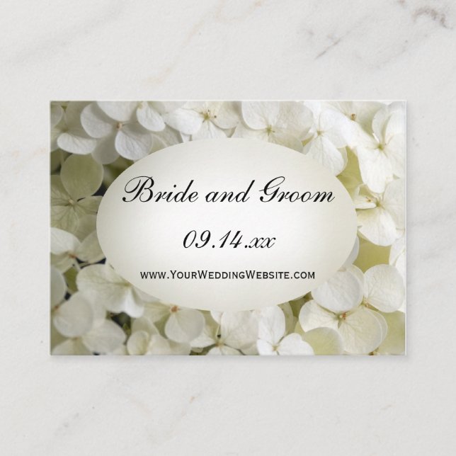 White Hydrangea Wedding Website Card Begleitkarte (Vorderseite)