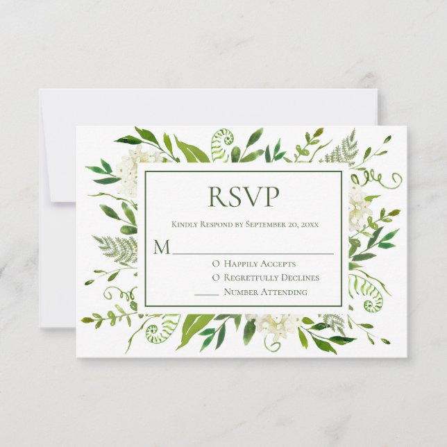 White Hydrangeas Floral Water Wedding RSVP Karte (Vorderseite)