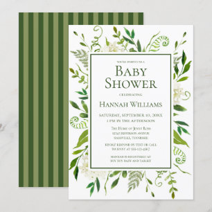 White Hydrangeas Floral Watercolor Babydusche Einladung