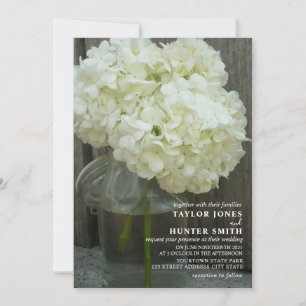 White Hydrangeas Mason Jar Hochzeit Einladung