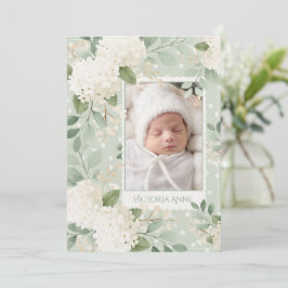 White Hydrangeas Vintage Baby Birth Announcement Einladung