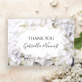 White Hydrangeas Watercolor Wedding Vielen Dank. Dankeskarte