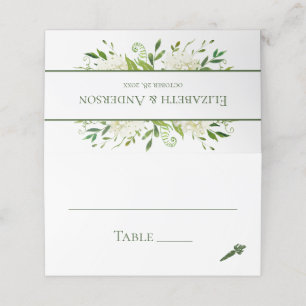 White Hydrangeas Wedding Platzkarte