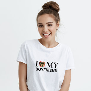 White I Liebe My Boyfriend Foto T - Shirt