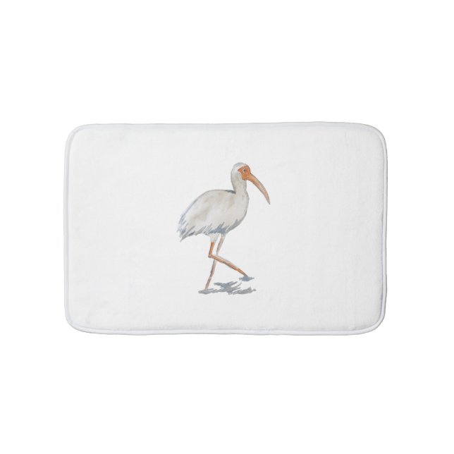 White Ibis Beach Coastal Bird Malerei Badematte (Vorderseite)