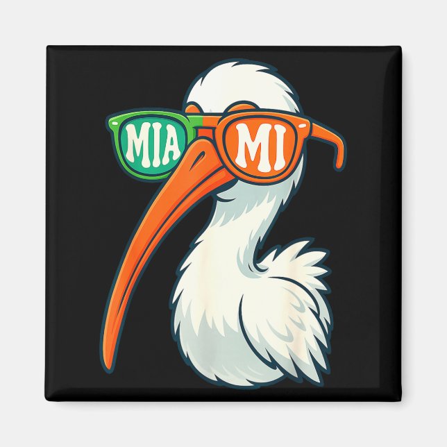 White Ibis With Sungles American Vintage Style  Magnet (Vorne)