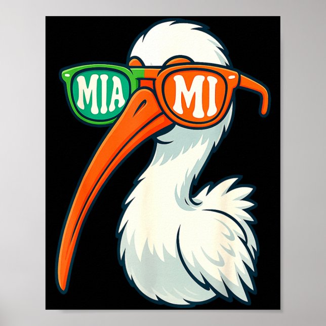 White Ibis With Sungles American Vintage Style  Poster (Vorne)