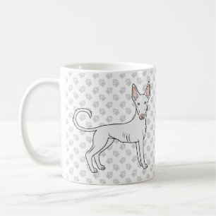 White Ibizan Hound Smooth Coat Cartoon Dog & Paws Kaffeetasse