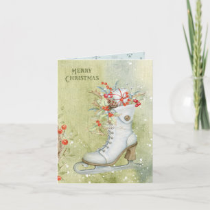 White Ice Skate Weihnachten Karte