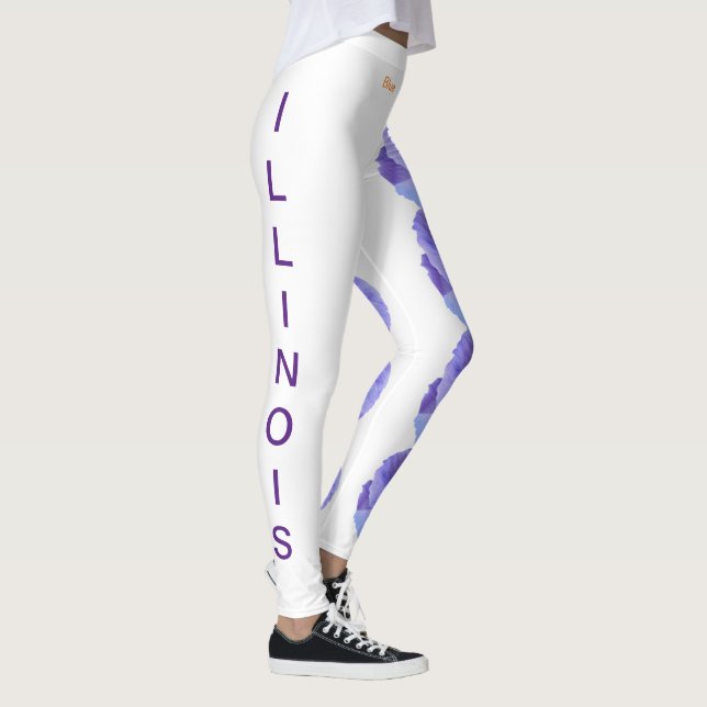 White Illinois Staat Blume Blue Violet Leggings (Rechts)