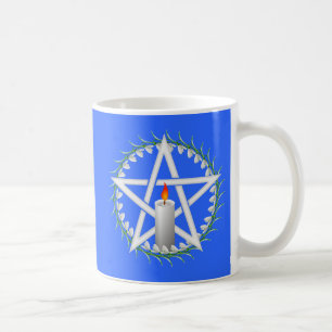 White Imbolc Pentagram mit Snowdrops Tasse