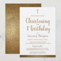 White Imitats Gold Cross Christening & 1. Geburtst