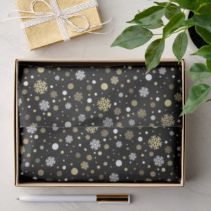 White Imitats Goldene Schneeflocken Punkte Art Col Seidenpapier