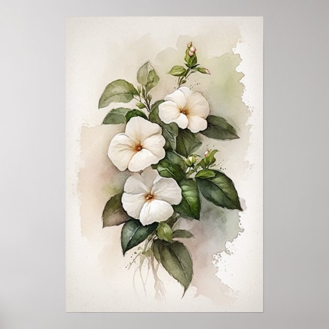 White Impatients Blume Art Print Poster (Vorne)