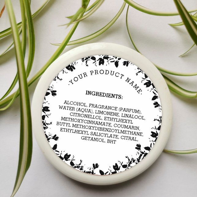 White Ingredients Product Label Candle | Seife Runder Aufkleber (Von Creator hochgeladen)