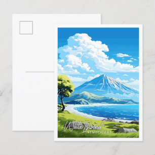 White Island Neuseeland Vintage-Reise Postkarte