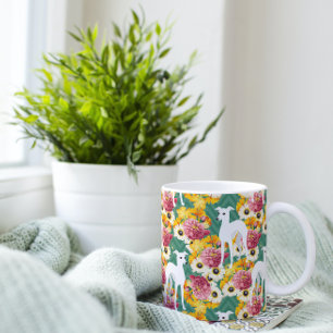 White Italian Greyhounds with Flowers Kaffeetasse