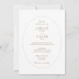 White Ivory | Chic Oval Botanical Wedding Einladung