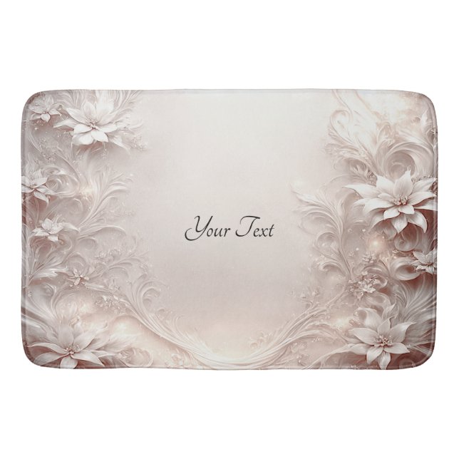 White Ivory Floral Bath Mat Badematte (Vorderseite)