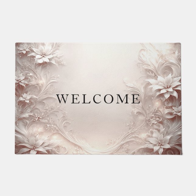 White Ivory Floral Doormat Fußmatte (Vorderseite)