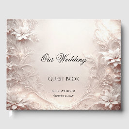 White Ivory Floral Guest Book Gästebuch