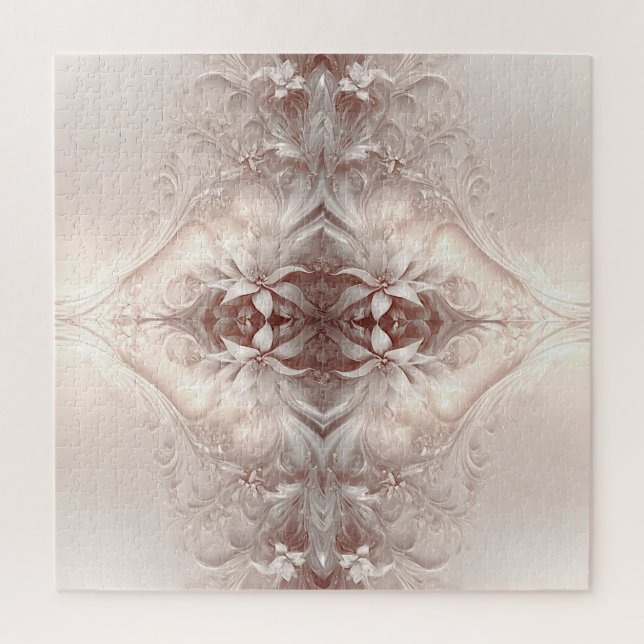 White Ivory Floral Jigsaw Puzzle (Vertikal)