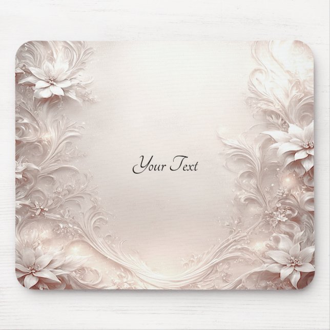 White Ivory Floral Mousepad (Vorne)