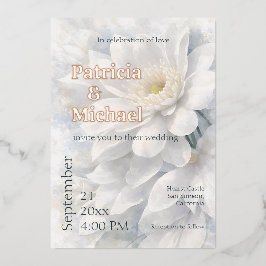 White Ivory Quiet Luxury Romantic Elegant Wedding Folieneinladung