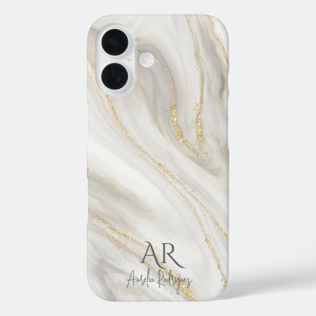 White Jade Marble Gold Glitzer individuell anpassb Case-Mate iPhone Hülle (Rückseite)