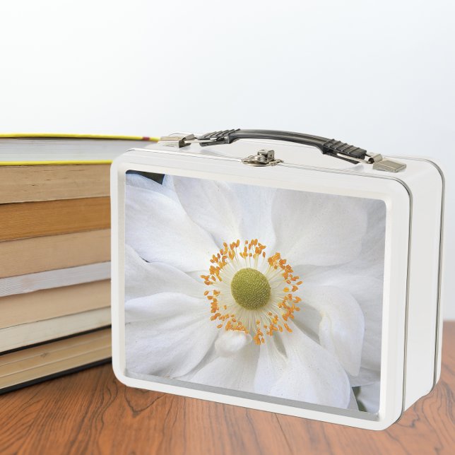 White Japanese Anemone Floral Metall Brotdose (In Situ Books)