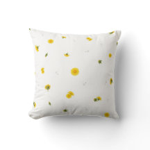 White Japanese Dandelion Floral Pattern