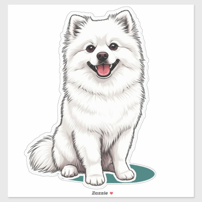 White Japanese Spitz Aufkleber (Blatt)