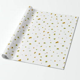 White Japanese Sunflower Floral Pattern Geschenkpapier