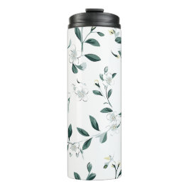 White Jasmine Pattern Thermosbecher
