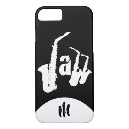 White Jazz Sax Farbe 2 Monogram iPhone Case