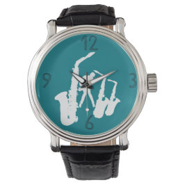 White Jazz Sax Jazzman Moderne Zahlen 2 Armbanduhr