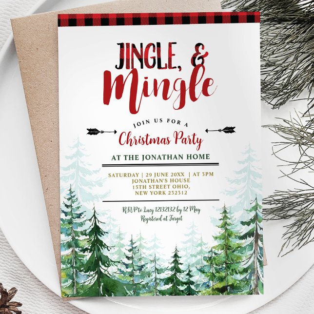 White Jingle & Mingle Weihnachts-Party Lumberjack Einladung (Von Creator hochgeladen)