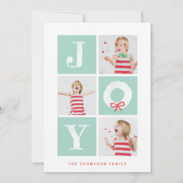 White Jood Christmas Wreath Multiphoto Holiday Car Feiertagskarte